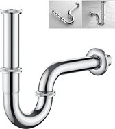 Lavabo à siphon Auralum max - Siphon Zwart - Siphon anti-odeurs avec ouverture de nettoyage - Hauteur réglable - Universel 1 1/4''