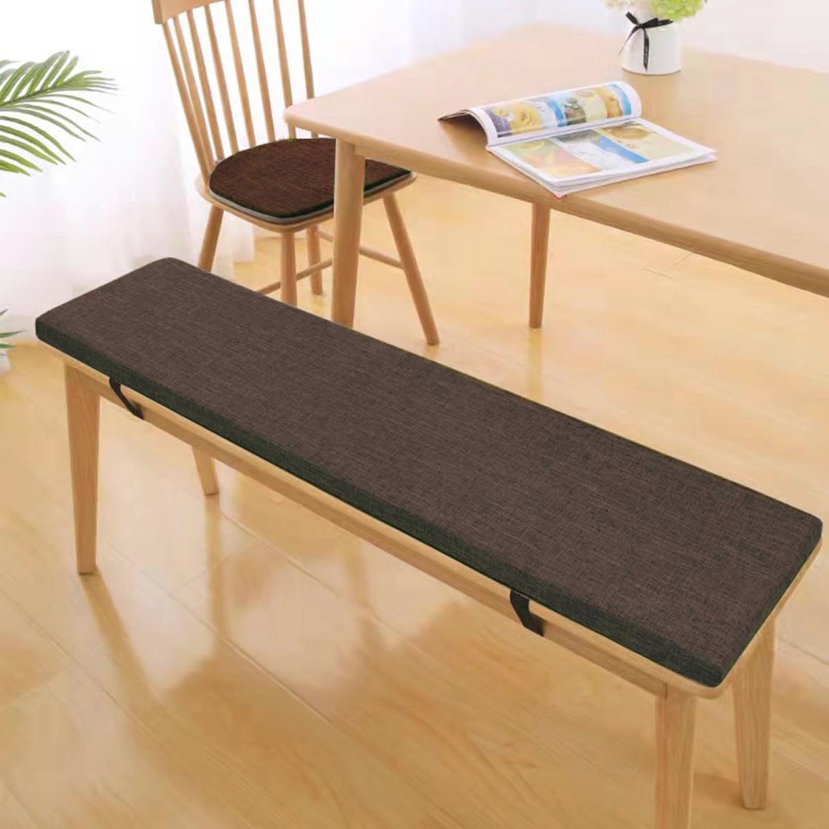 3cm Thick Seat Cushion Bench Cushion Washable Chair Cushion Garden Outdoor Seat Cushion Large for Chair Floor Office Chair Dark,140 x 40 x 3cm