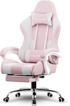 GTPLAYER Gamingstoel 135° verstelbaar, ergonomisch, met uitschuifbare voetsteun - Roze stof