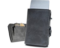 slimfin® Slim Wallet with Coin Compartment, Card Case, Men's Wallet, Small Card Holder, RFID Protection, Unisex, DarkGrey, Minimalist