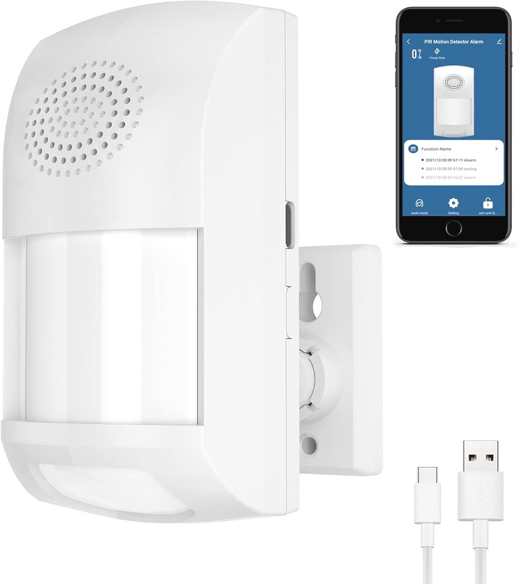 Smart Bewegingssensor voor Binnen - Draadloos Veiligheidsalarm met App Bediening en Melding
