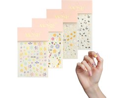 MK Stoer -Nagelstickers - 3D-stickers - Zelfklevend - Nageldesign - Meisjes - DIY - Geschikt voor nagels - Multicolor - Set van 4 - Nailart.