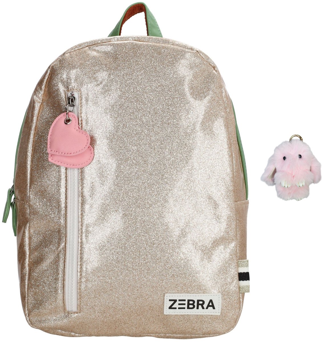 Zebra Rugzak Gold Glamour Girls - rugtas goud glitter - kinderrugzak, schooltas + Bunny Hanger