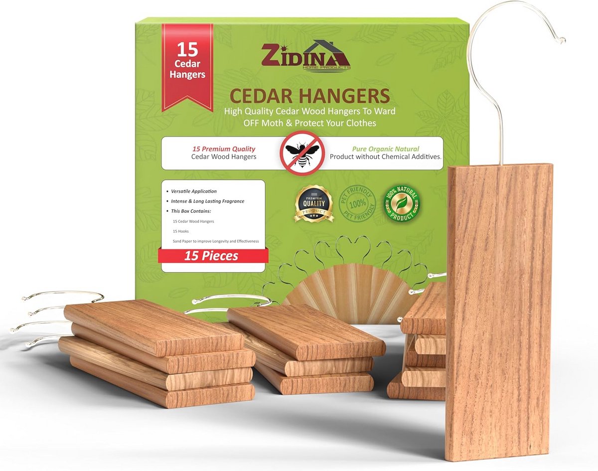 Natuurlijke Mottenwering - 15 Stuks Cederhouten Hangers voor Kledingopslag