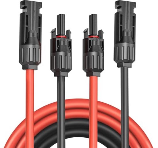 Solarkabel verlenging 4 m, 4 mm² / 6 mm² 1-50 m zonnekabel, verlengkabel, fotovoltaïsche zonnekabel, verbindingskabel zonnestekker, IP67 waterdichte stekker (12 AWG/4 mm² 4 m