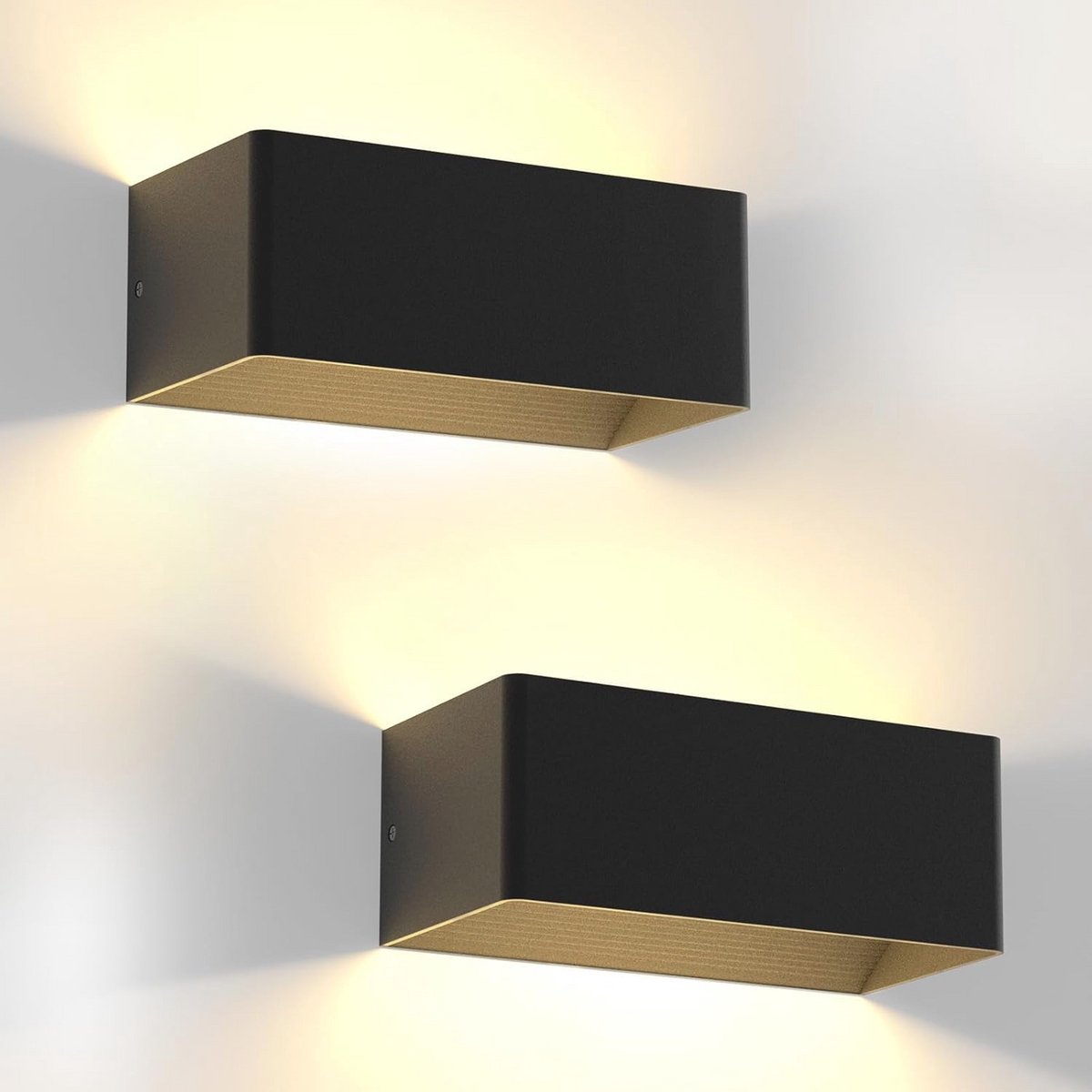 Set van 2 moderne LED wandlampen zwart voor binnen - Up Down wandspots voor hal, woonkamer, slaapkamer, eetkamer