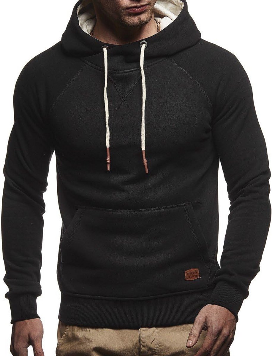 Leif Nelson LN8125 Men's Slim Fit Hooded Pullover Cotton Rich Modern White Men's Hoodie Sweatshirt Pullover Long Sleeve Men's Black Pullover Hooded Shirt, Indigo Melange