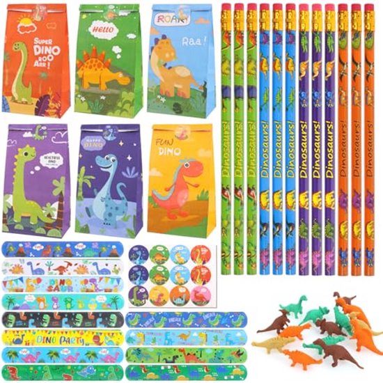 Kleurrijk geschenktasje met dinosaurusmotief - ideaal voor kleine