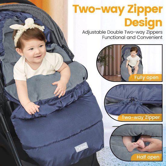Thijox - Universele Voetenzak voor Kinderwagen, Winter Voeten voor Buggy, Waterdichte & Winddichte Voetenzak, Warme Polar Fleece Gevoerd, Geschikt voo van Thijox — afbeelding 4