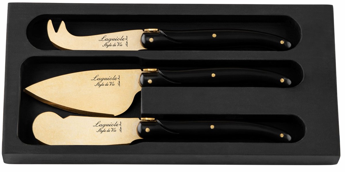 Laguiole Style de Vie Kaasmessenset Prestige Line - 3-delig - Goud