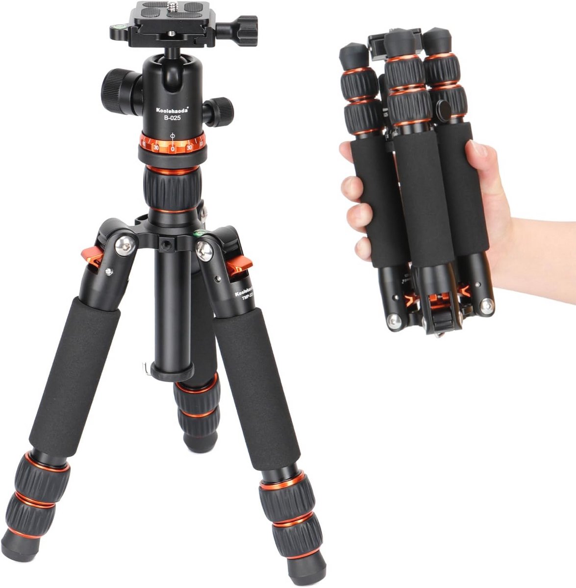 Mini camera statief 63,5 cm - Draagbaar aluminium reisstatief met 360° balhoofd voor DSLR en videocamera