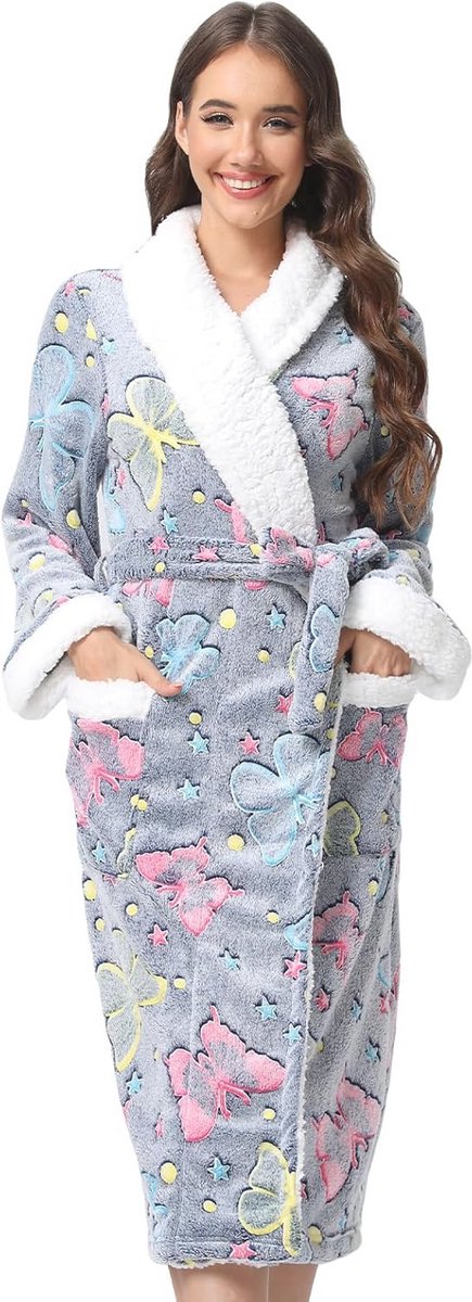 Glow In The Dark Badjassen voor Vrouwen - Zachte Fleece Warmte Loungewear voor Kerst en Halloween