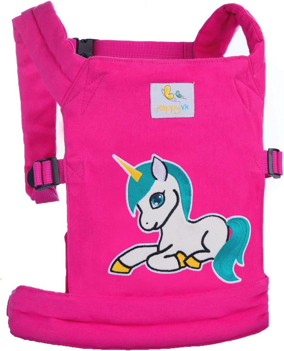 Doll Carrier voor Kinderen - Met Eenhoorn Borduurwerk en Omkeerbare Pailletten Armband