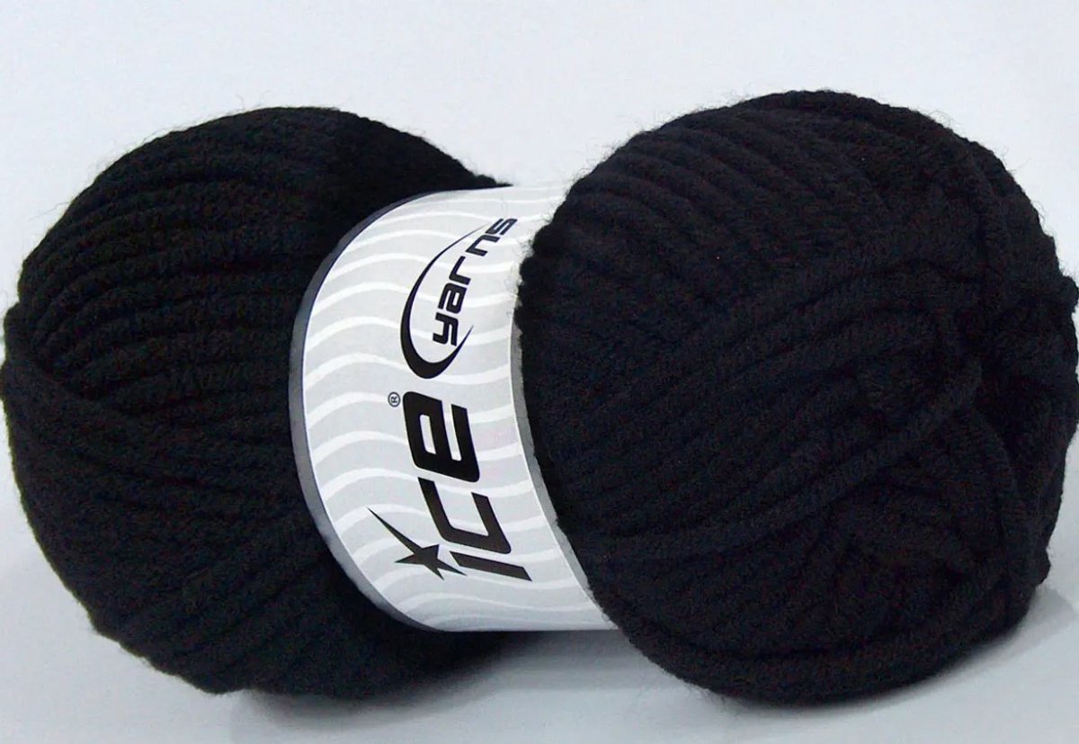 IceYarns Zwarte Super Bulky Wol | Dikke Acryl-Wol 4 x 100 g | Zwart Breigaren