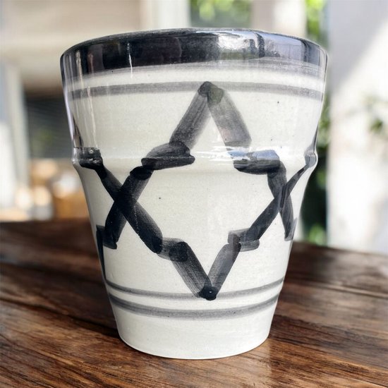 Mug marocain artisanal en céramique à motif géométrique Zwart (1 pièce)