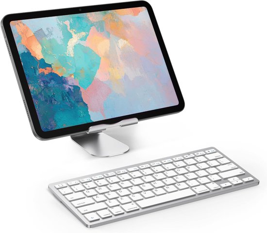 Universeel draadloos bluetooth toetsenbord zilver, ultraslank, lichtgewicht, geschikt voor tablet, laptop, smart tv, Windows, iOS, Android