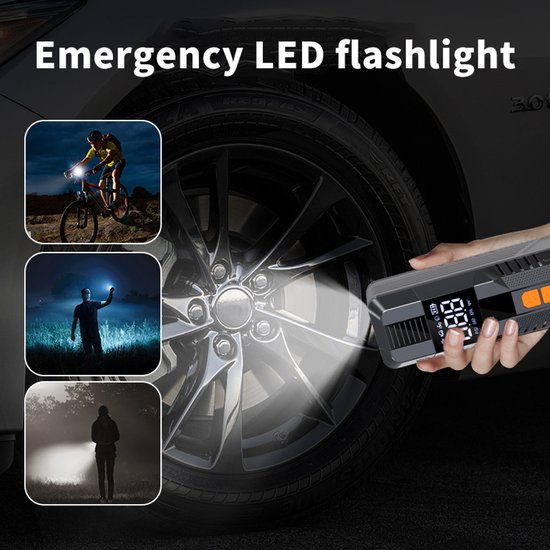 Slimme draadloze luchtpomp, draagbare autoluchtpomp met verlichting, dubbel digitaal display, krachtig, multifunctionele autoluchtpomp — afbeelding 4