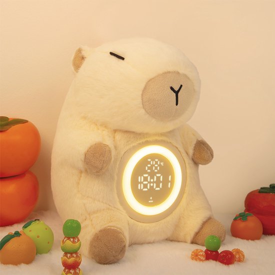 USB oplaadbare wekker, knuffelwekker voor naast het bed, sfeervolle nachtlampwekker, creatieve Kapibala poppenwekker van Merkloos — afbeelding 3
