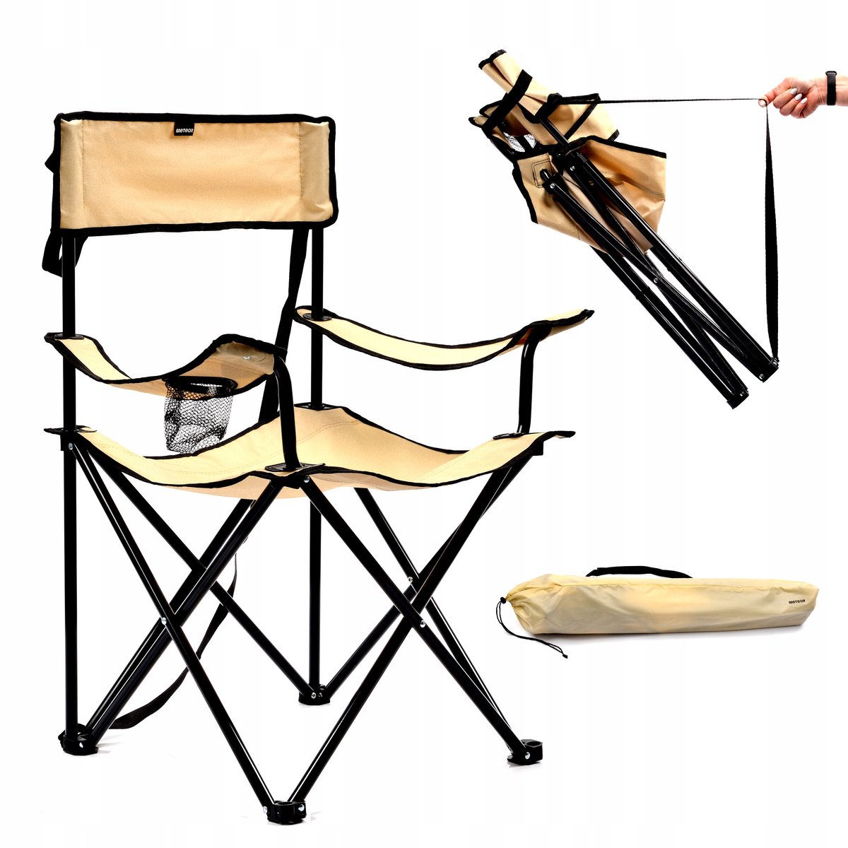 Meteor Seza Kampeerstoel - Opvouwbaar, Lichtgewicht, 110kg, Beige