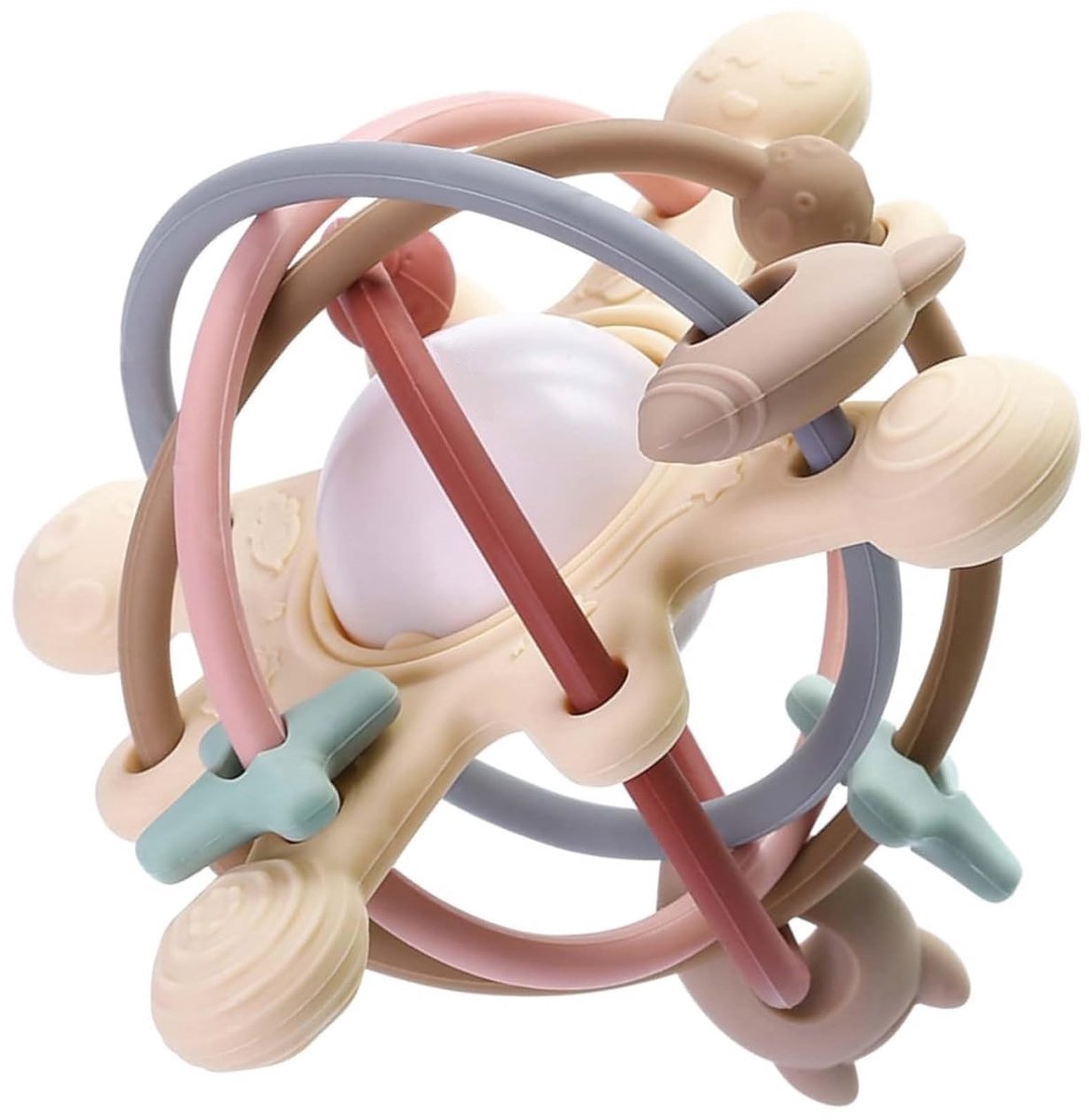 Kraftverdia - Montessori Sensorisch Speelgoed - Babybijtringen - Geschikt voor baby's van 6-12 maanden - Flexibel ontwerp met rammelaar - Educatief speelgoed voor baby's - Babybadspeelgoed - Baby troost speelgoed -Cadeaus geschikt voor baby's