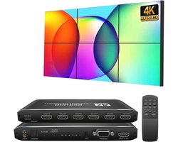 Video Wall Controller 2x3 4K voor 6 Schermen - HDMI & DVI Ingangen, IR Afstandsbediening en Rotatie