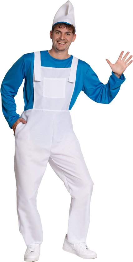 Partychimp Smurfen Kostuum 3-Delig Hoed/Top/Broek- Blauw Verkleedkleding Volwassenen Carnavalskleding Carnaval Kostuum Heren Sprookjes- S/36