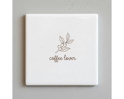Coffee Lover Keramische Tegel – Minimalistische Botanische Koffie Quote Keuken Wanddecoratie – 15 x 15 cm
