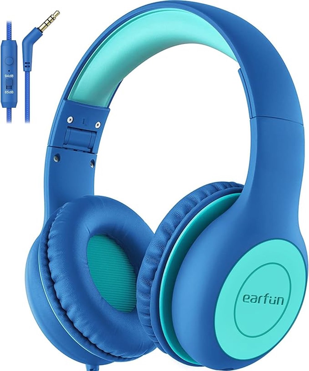 EarFun K1 Kids - Bedrade Kinderkoptelefoon - 85 dB Volumebegrenzing - Microfoon - Opvouwbaar - Zwart
