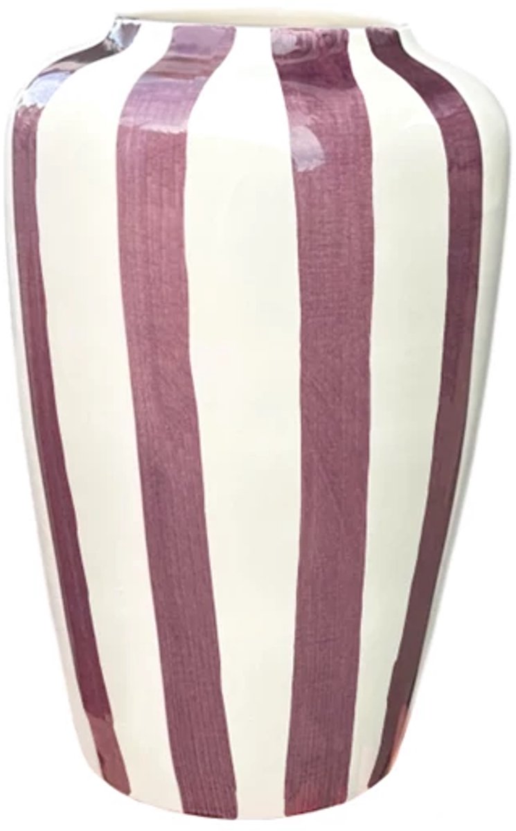 Val Pottery Foolish vaas D8cm H20cm Funky aubergine streep