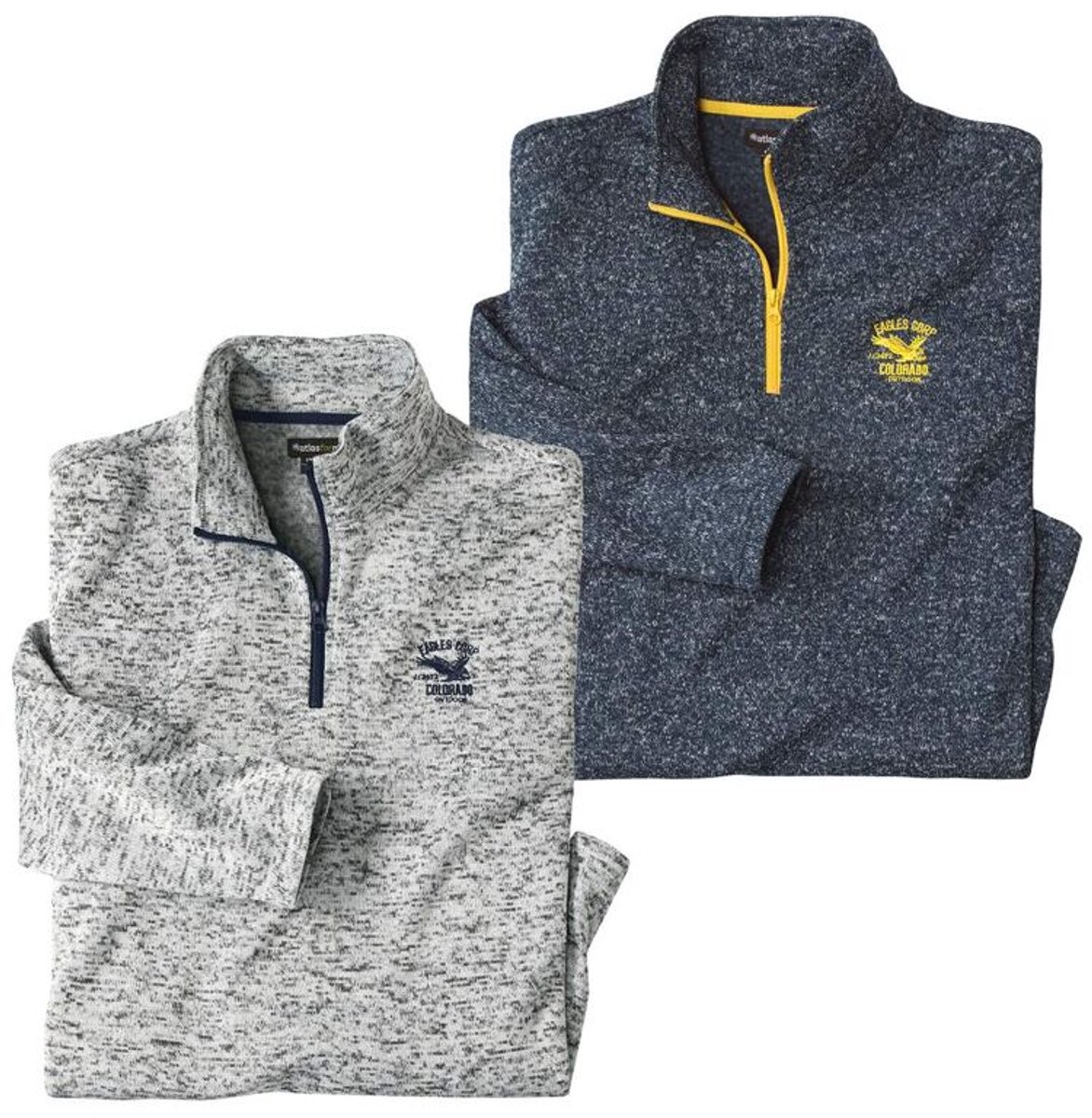ATLAS FOR MEN - Set van 2 gemêleerde molton sweaters - Heren - Verkrijgbaar in grote maten - M