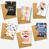 Wenskaarten + Enveloppen 6 stuks – Dubbele Kaart van Stevig Papier – Wenskaart / Wenskaarten Blanco (Wenskaarten Zonder Tekst) – Wenskaarten Verjaardag – Verjaardagskaart – Verjaardagskaarten met Envelop – Inclusief Kraft Enveloppen – SET A