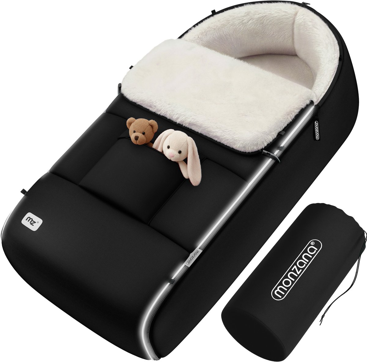 Monzana Baby Voetenzak - Buggy en kinderwagen Warm 95x50-56cm - Zwart