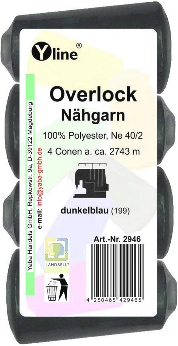Spoelen Overlock Naaigaren - Donkerblauw - 4 Stuks - 2743 Meter - Polyester