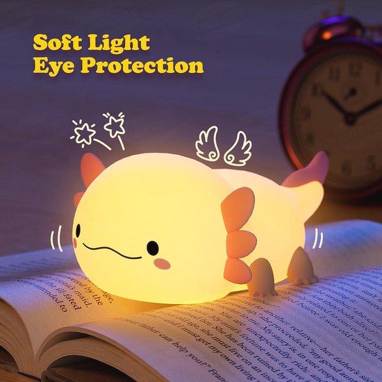 Nachtlampje Axolotl voor Kinderen - Siliconen LED Bedlampje van Merkloos — afbeelding 2