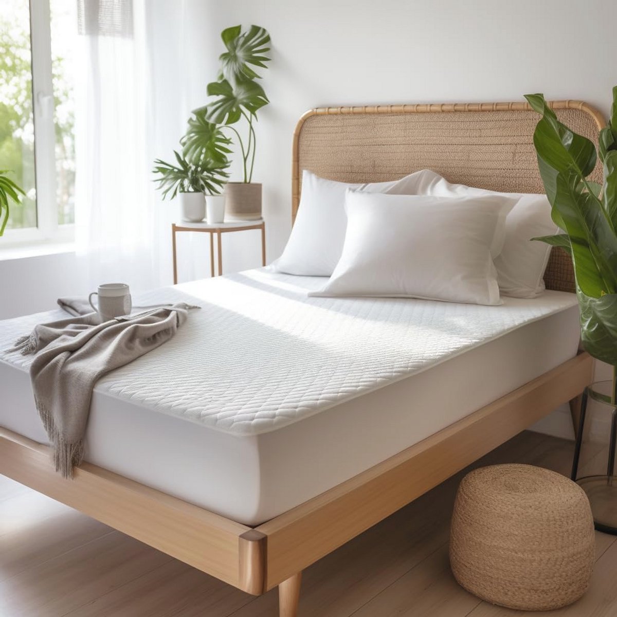 Bamboe Waterdichte Matrasbeschermer voor en eenpersoons-, tweepersoons- en kingsize bed - Ultrazacht, Ademend, Anti-allergisch