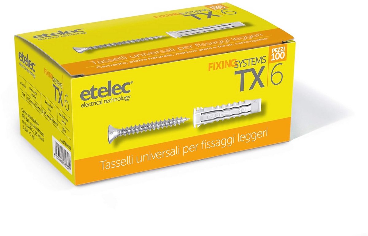 Set van 100 universele pluggen en schroeven 6 x 30 mm