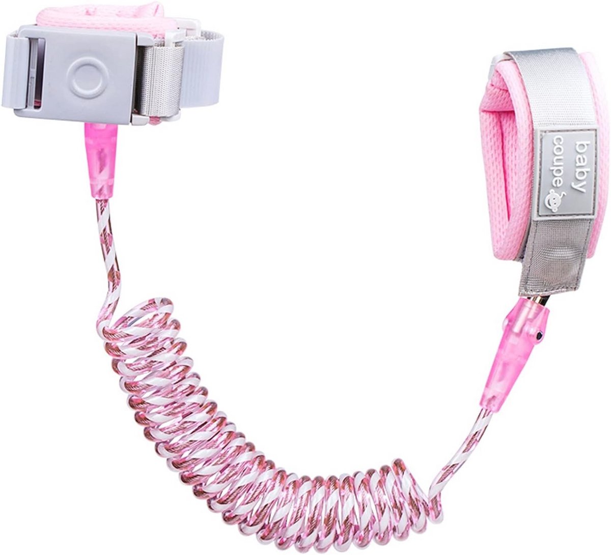 Anti-verlies polsband voor kinderen met inductieslot - Veilige en verstelbare polsriem - 2,5 m voor baby's en kinderen (roze)