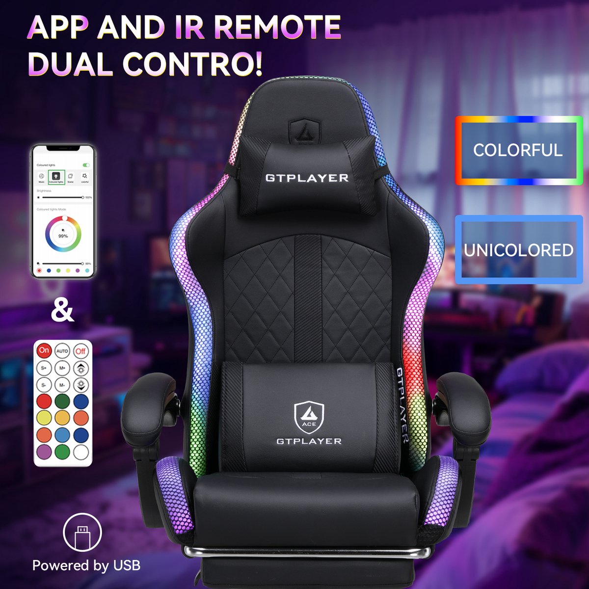 Gamingstoel, bureaustoel, gamingstoel met luidspreker en - afbeelding 3