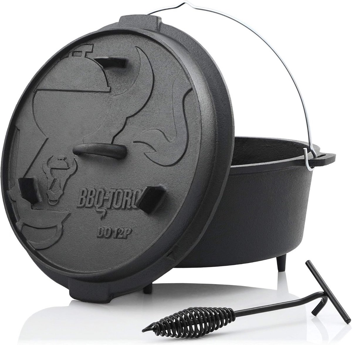 Gietijzeren Dutch Oven - Premium Kookpan met Deksel, Voorgetemperd, Ideaal voor Koken en Braden