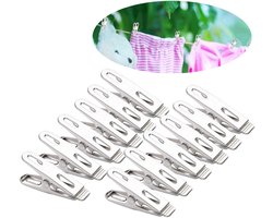 Wasknijpers - wasknijpers klein - Knijpers - handdoekclips - 50 stuks - Handdoekknijpers - sokken clips - sokkenclips - wasknijpers rvs - rvs wasknijpers - 5*1*2CM - Zilver