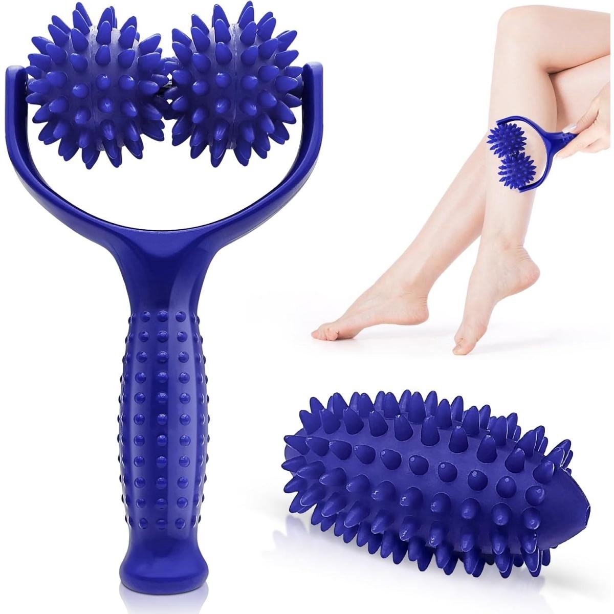 GELLDG Massagerollen - met handgrepen - vervangbare massagerollen - uitgerust met 3 kleine verhoogde massagebolletjes - kunnen worden gebruikt om benen, voeten, schouders, rug, armen en handen te masseren.