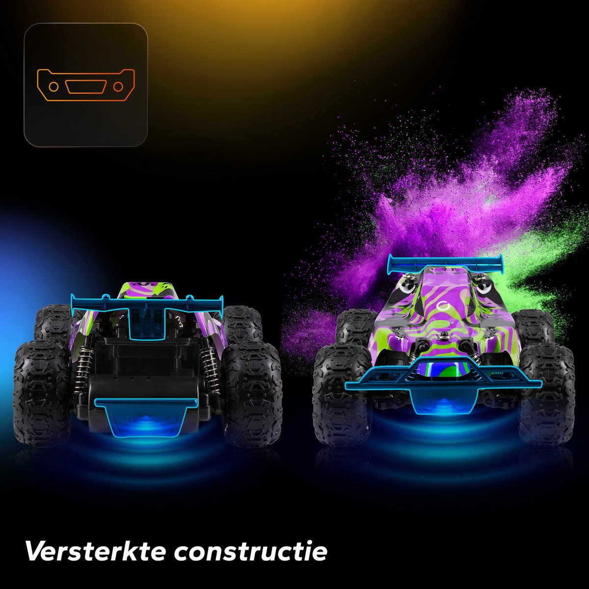 Overmax X-Clash Bestuurbare Auto - 20 km/h - 2 accu’s - Bereik 100m - 2 carrosserie’s - Offroad RC Auto - Buiten & Binnen - Meisjes en Jongens - Afstandsbestuurbare Auto voor Kinderen & Volwassenen — afbeelding 12