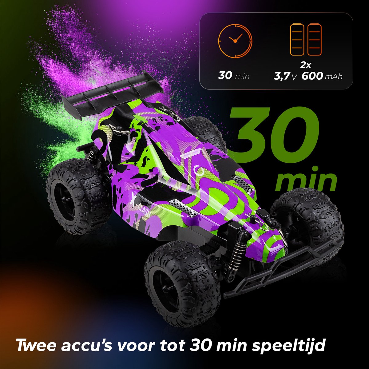 Overmax X-Clash Bestuurbare Auto - 20 km/h - 2 accu’s - Bereik 100m - 2 carrosserie’s - Offroad RC Auto - Buiten & Binnen - Meisjes en Jongens - Afstandsbestuurbare Auto voor Kinderen & Volwassenen — afbeelding 10