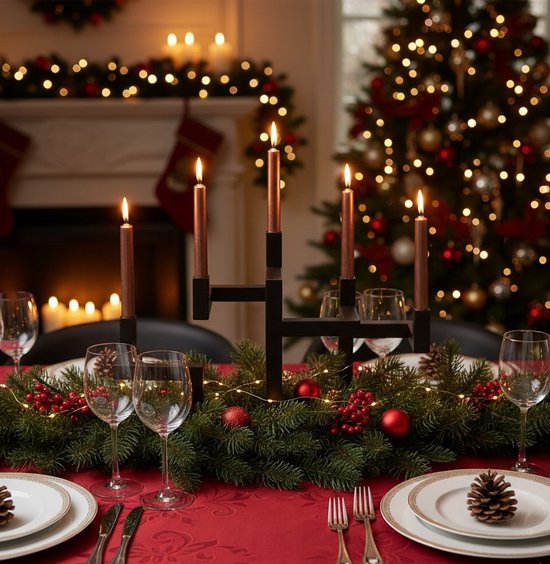 Bougeoir Huasco | 5 bras | Métal | Noir mat | L50 x L26 x H32 cm