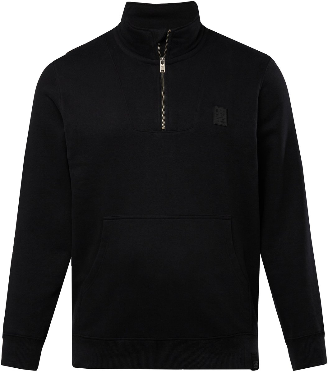 STHUGE - Heren - Troyer sweatstof ritskraag badge - Zwart - Maat XL