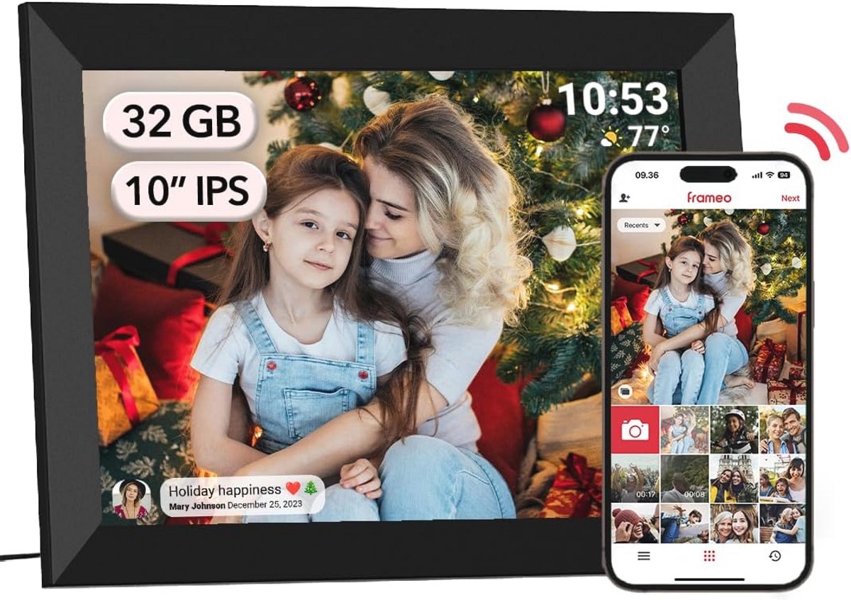 10,1 inch WiFi digitale fotolijst met HD touchscreen en diavoorstelling
