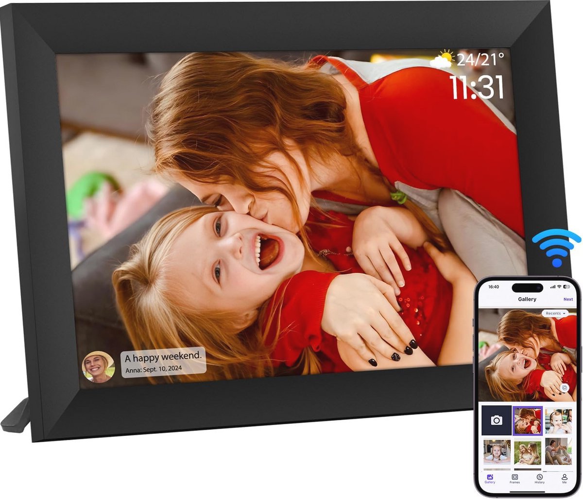 Digitale fotolijst 10,1 inch met WiFi en 32GB opslag - Touchscreen HD fotolijst voor het delen van foto's en video's