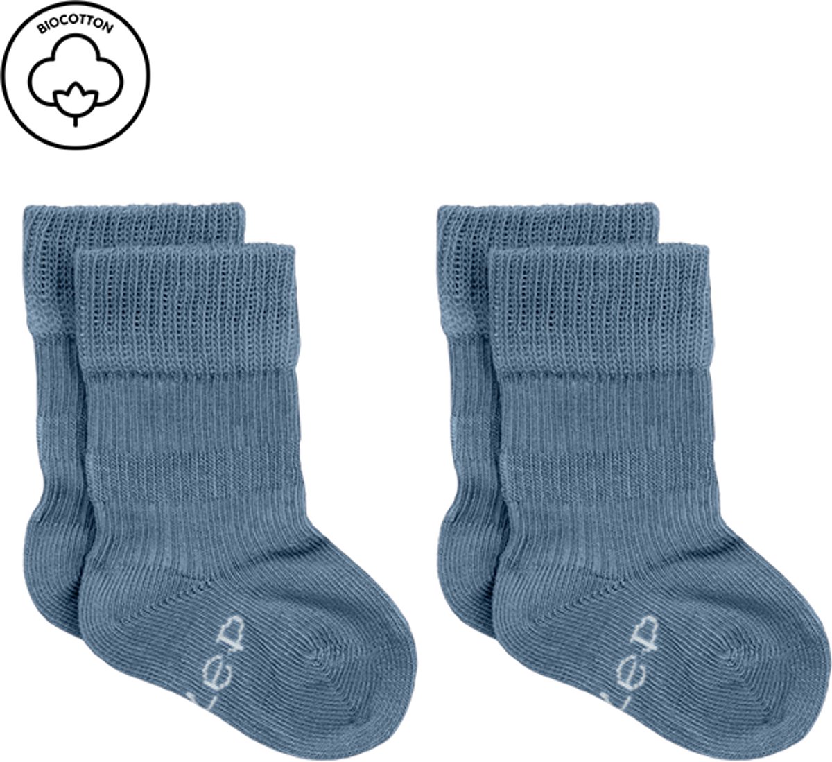 2 paar KipKep Blijf-Sokjes - prematuur newborn - Blue Heaven - 2 paar - baby sokjes die niet afzakken - biologisch katoen - blauw - 0 maanden