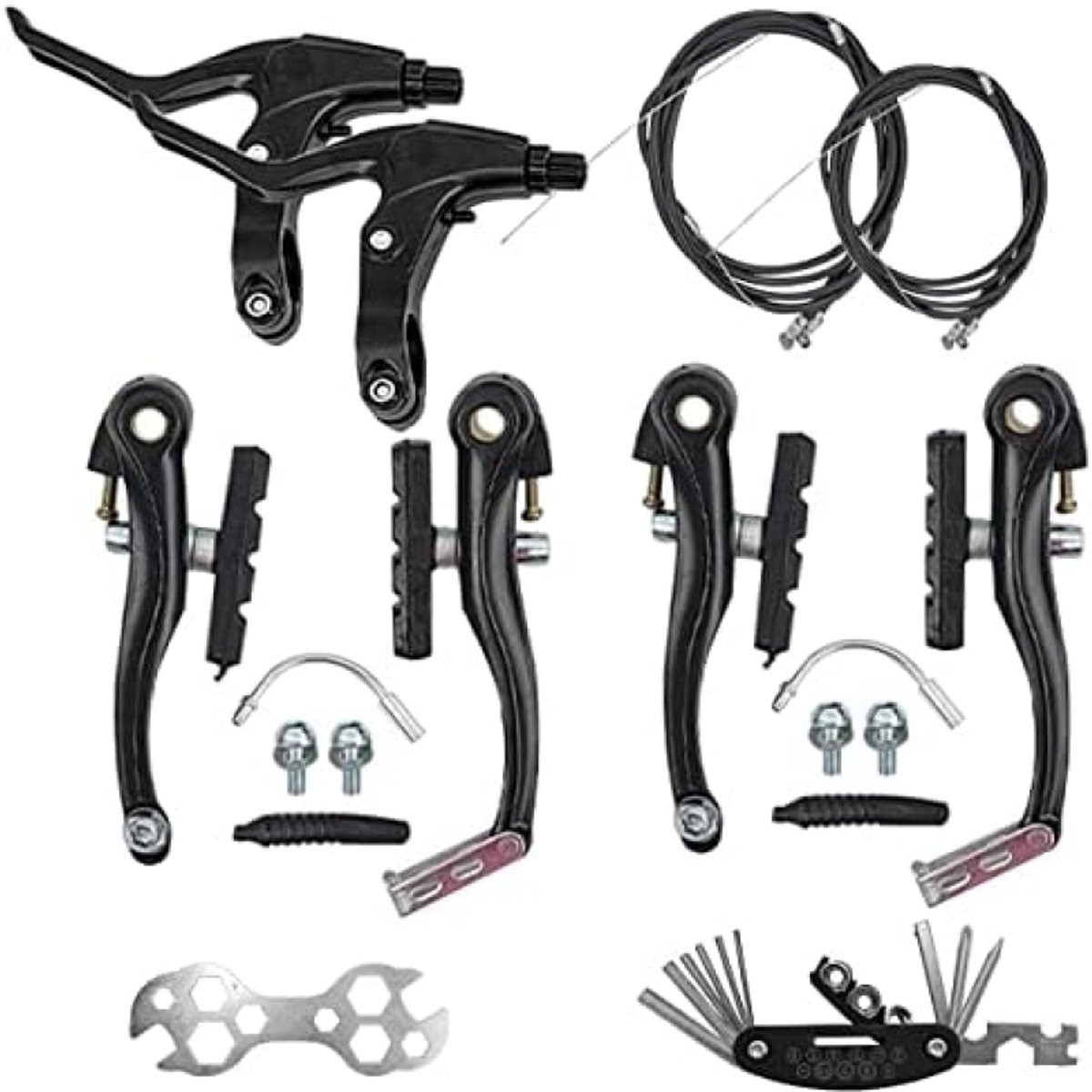 Stunq® V-Brake Fietsremset Compleet - Zwarte Remmen met Montagegereedschap