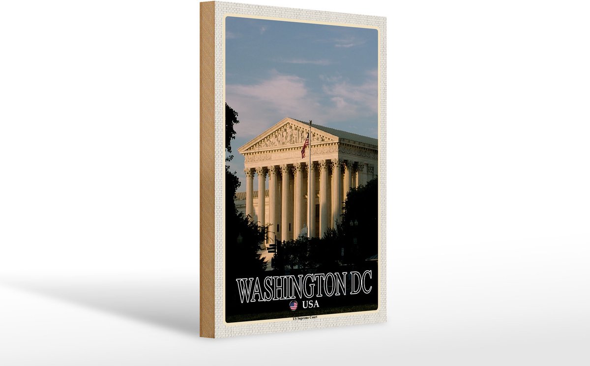 Femer Holzschild Reise 20x30cm Washington DC USA US Supreme Court Deko Beige